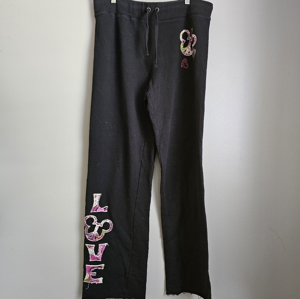 Disney World Disneyland Mickey Mouse Love Loose Frayed Sweatpants Joggers